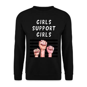 Mädchen unterstützen Mädchen - Unisex Pullover - Schwarz - Vorne - Alina (178cm) & Michal (187cm)