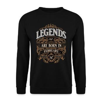 1967 February Born Birthday Year of birth - Unisex Sweatshirt - black - Front - Alina (178cm) & Michal (187cm)