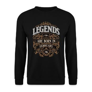 1986 Février Naissance Anniversaire Année de naissance - Sweat-shirt Unisexe - noir - Devant - Alina (178cm) & Michal (187cm)