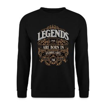 1968 Février Naissance Anniversaire Année de naissance - Sweat-shirt Unisexe - noir - Devant - Alina (178cm) & Michal (187cm)