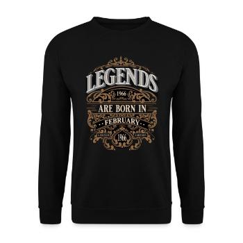 1966 February Born Birthday Year of birth - Unisex Sweatshirt - black - Front - Alina (178cm) & Michal (187cm)
