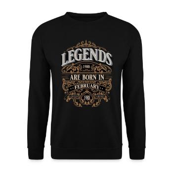 1988 Février Naissance Anniversaire Année de naissance - Sweat-shirt Unisexe - noir - Devant - Alina (178cm) & Michal (187cm)