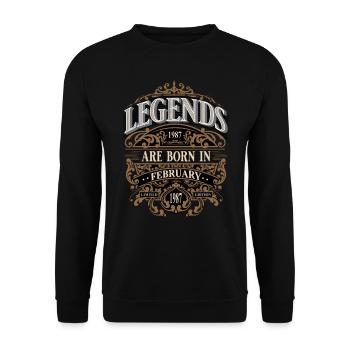1987 Février Naissance Anniversaire Année de naissance - Sweat-shirt Unisexe - noir - Devant - Alina (178cm) & Michal (187cm)