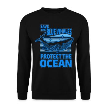 Rettet die Blauwale, schützt den Ozean - Unisex Pullover - Schwarz - Vorne - Alina (178cm) & Michal (187cm)