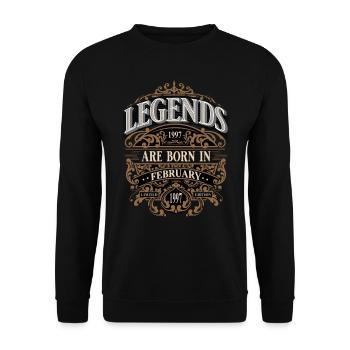 1997 Février Né Anniversaire Année de naissance - Sweat-shirt Unisexe - noir - Devant - Alina (178cm) & Michal (187cm)