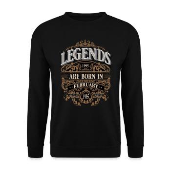 1995 Février Naissance Anniversaire Année de naissance - Sweat-shirt Unisexe - noir - Devant - Alina (178cm) & Michal (187cm)