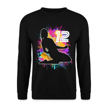 Soccer Woman Soccer 12th Birthday - Unisex Sweatshirt - black - Front - Alina (178cm) & Michal (187cm)