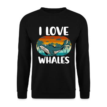 Ich liebe Wale - Unisex Pullover - Schwarz - Vorne - Alina (178cm) & Michal (187cm)