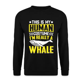 Das ist mein menschliches Kostüm Ich bin wirklich ein Wal - Unisex Pullover - Schwarz - Vorne - Alina (178cm) & Michal (187cm)