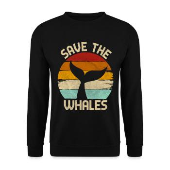 Rettet die Wale - Unisex Pullover - Schwarz - Vorne - Alina (178cm) & Michal (187cm)