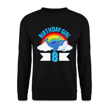 Geburtstagskind 8 Blauwal - Unisex Pullover - Schwarz - Vorne - Alina (178cm) & Michal (187cm)