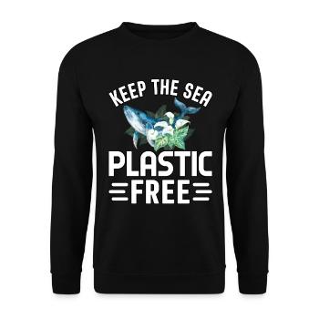 Halten Sie das Meer plastikfrei - Unisex Pullover - Schwarz - Vorne - Alina (178cm) & Michal (187cm)