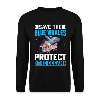 Rettet die Blauwale, schützt den Ozean - Unisex Pullover - Schwarz - Vorne - Alina (178cm) & Michal (187cm)