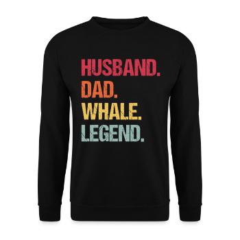 Ehemann Papa Wal-Legende - Unisex Pullover - Schwarz - Vorne - Alina (178cm) & Michal (187cm)
