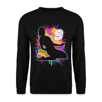 Female Soccer Player 9th Birthday - Unisex Sweatshirt - black - Front - Alina (178cm) & Michal (187cm)