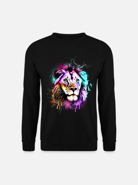 Löwe Bunt - Unisex Pullover - Schwarz
