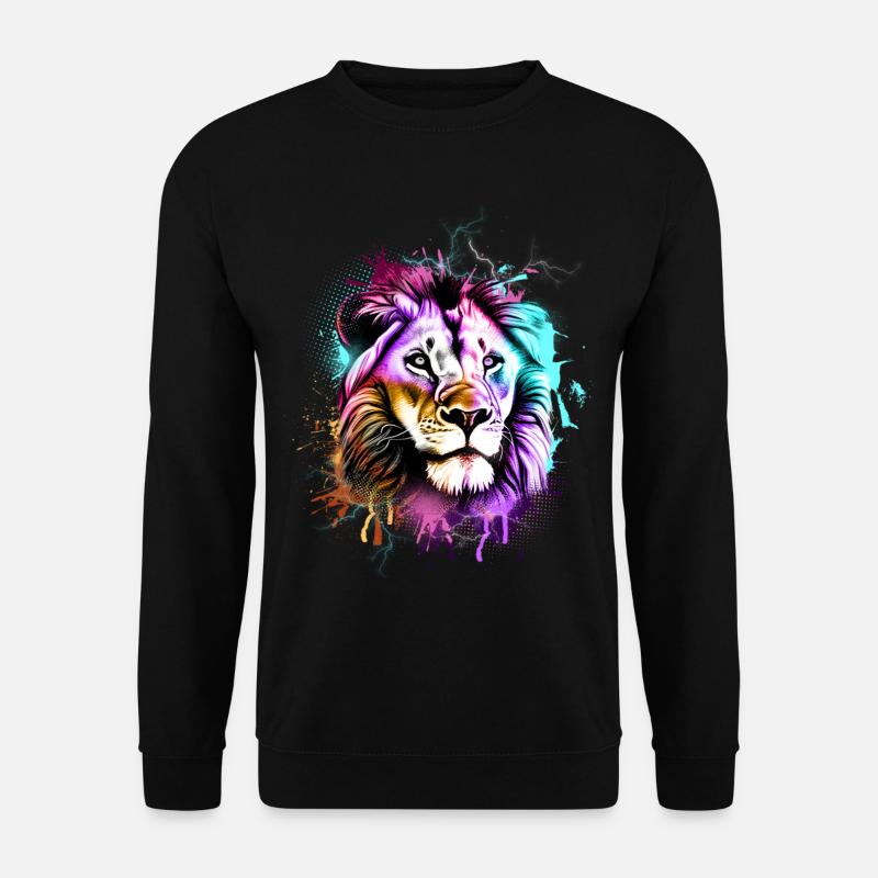 Löwe Bunt - Unisex Pullover - Schwarz