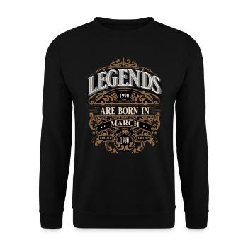 1990 Mars Naissance Anniversaire Année de naissance - Sweat-shirt Unisexe - noir - Devant - Alina (178cm) & Michal (187cm)