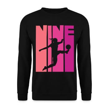 Footballer Soccer 9th Birthday - Unisex Sweatshirt - black - Front - Alina (178cm) & Michal (187cm)