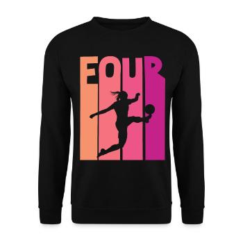 Footballer Soccer 4th Birthday - Unisex Sweatshirt - black - Front - Alina (178cm) & Michal (187cm)