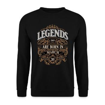 2005 March Born Birthday Year of Birth - Unisex Sweatshirt - black - Front - Alina (178cm) & Michal (187cm)