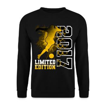 2017 Year of Birth Birthday Football - Unisex Sweatshirt - black - Front - Alina (178cm) & Michal (187cm)