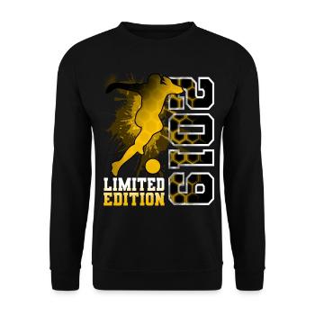 2019 Year of Birth Birthday Football - Unisex Sweatshirt - black - Front - Alina (178cm) & Michal (187cm)