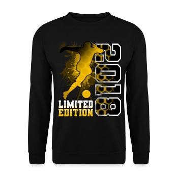 2018 Année de naissance Anniversaire Football - Sweat-shirt Unisexe - noir - Devant - Alina (178cm) & Michal (187cm)