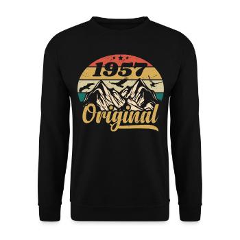 Original 1957 Vintage Birthday Gift 1957 - Unisex Sweatshirt - black - Front - Alina (178cm) & Michal (187cm)