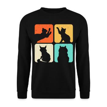 Katzen Motiv - Unisex Pullover - Schwarz - Vorne - Alina (178cm) & Michal (187cm)