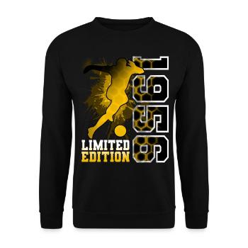 1956 Year of birth Birthday Football - Unisex Sweatshirt - black - Front - Alina (178cm) & Michal (187cm)