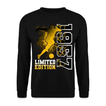 1957 Année de naissance Anniversaire Football - Sweat-shirt Unisexe - noir - Devant - Alina (178cm) & Michal (187cm)