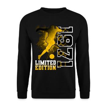 1971 Year of birth Birthday Football - Unisex Sweatshirt - black - Front - Alina (178cm) & Michal (187cm)
