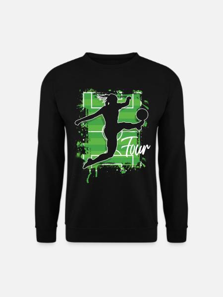 Fußballerin Fußball 4. Geburtstag - Unisex Pullover - Schwarz