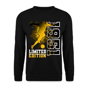 1951 Year of birth Birthday Football - Unisex Sweatshirt - black - Front - Alina (178cm) & Michal (187cm)