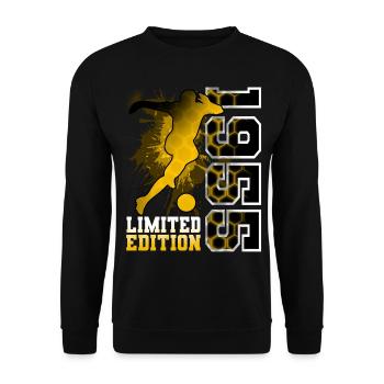 1955 Year of birth Birthday Football - Unisex Sweatshirt - black - Front - Alina (178cm) & Michal (187cm)