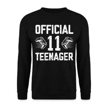 Official 11 Years Teenager Birthday 11 for Gamer - Unisex Sweatshirt - black - Front - Alina (178cm) & Michal (187cm)