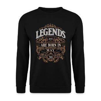 2018 Mai Naissance Anniversaire Année de naissance - Sweat-shirt Unisexe - noir - Devant - Alina (178cm) & Michal (187cm)