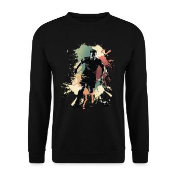 Fußball Fußballer - Unisex Pullover - Schwarz - Vorne - Alina (178cm) & Michal (187cm)