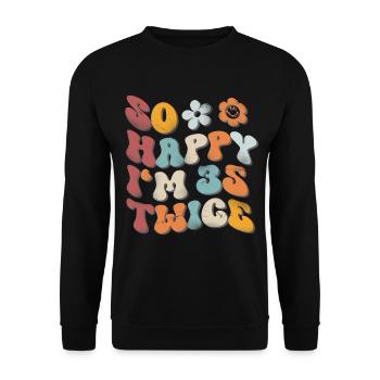 70. Geburtstag Lustiger Spruch - Unisex Pullover - Schwarz - Vorne - Alina (178cm) & Michal (187cm)