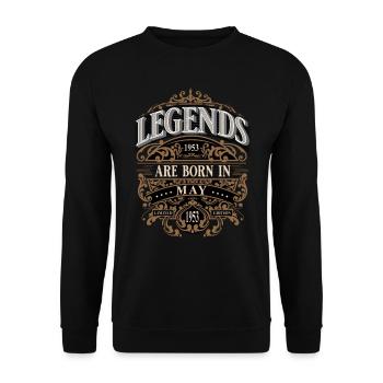 1953 May Born Birthday Year of Birth - Unisex Sweatshirt - black - Front - Alina (178cm) & Michal (187cm)