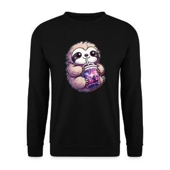 Faultiere trinken Bubble Tea Galaxie Boba Faultier - Unisex Pullover - Schwarz - Vorne - Alina (178cm) & Michal (187cm)