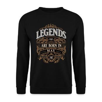 1983 May Born Birthday Year of Birth - Unisex Sweatshirt - black - Front - Alina (178cm) & Michal (187cm)
