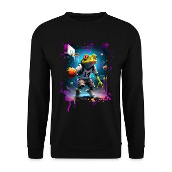 Basketball Frog - Unisex Sweatshirt - black - Front - Alina (178cm) & Michal (187cm)