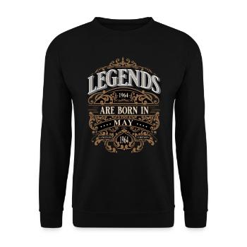 1964 May Born Birthday Year of Birth - Unisex Sweatshirt - black - Front - Alina (178cm) & Michal (187cm)