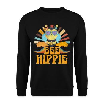 Bee Hippie Biene Peace - Unisex Sweatshirt - black - Front - Alina (178cm) & Michal (187cm)