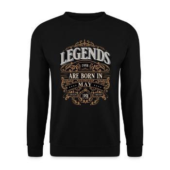 1958 May Born Birthday Year of Birth - Unisex Sweatshirt - black - Front - Alina (178cm) & Michal (187cm)