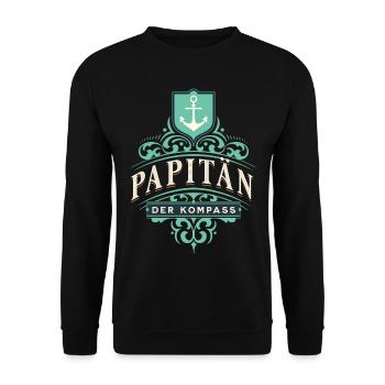 Papitän Anker Kapitän Vatertag - Unisex Pullover - Schwarz - Vorne - Alina (178cm) & Michal (187cm)