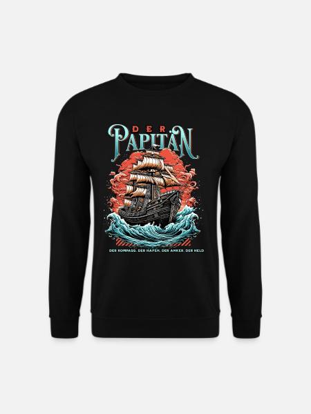Papitän Papa Kapitän Vatertag Captain Anker Segler - Unisex Pullover - Schwarz