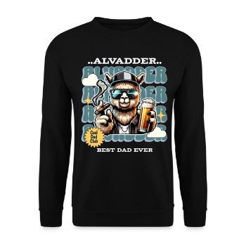 Alvadder Alpaka Papa Vater Vatertag - Unisex Pullover - Schwarz - Vorne - Alina (178cm) & Michal (187cm)